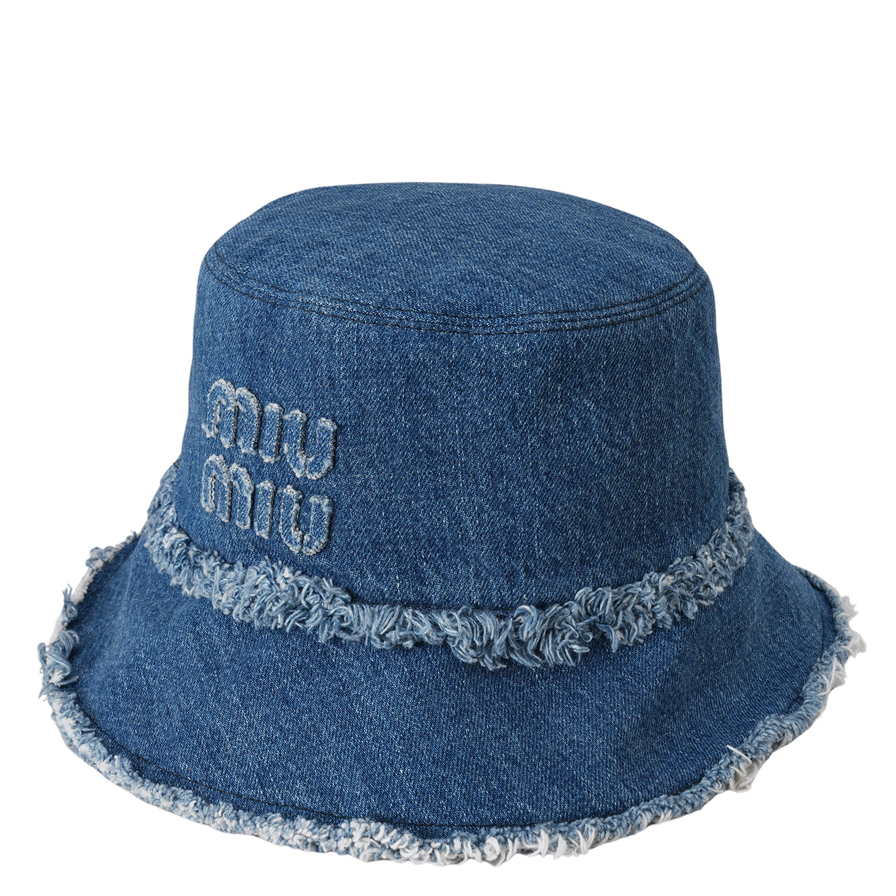 MIU MIU(USED)미우미우 5HC196 로고 드릴 데님 버킷햇 #L